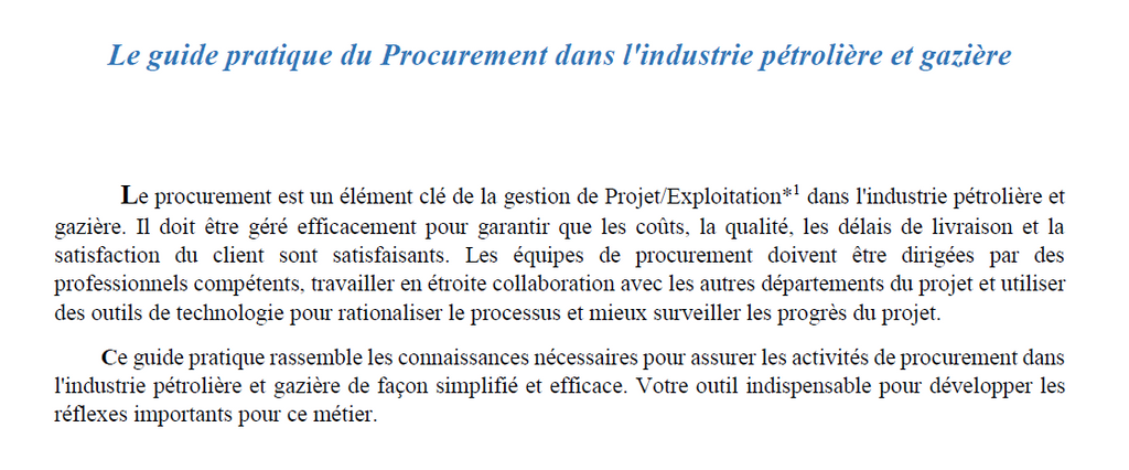 LIVRE PDF: Procurement Guide for Oil&Gas